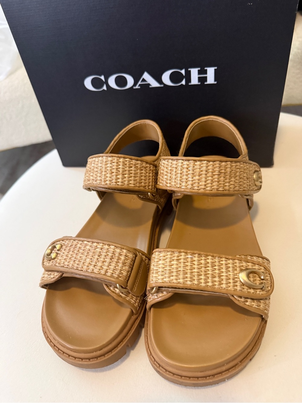 COACH Brynn Straw Sandals